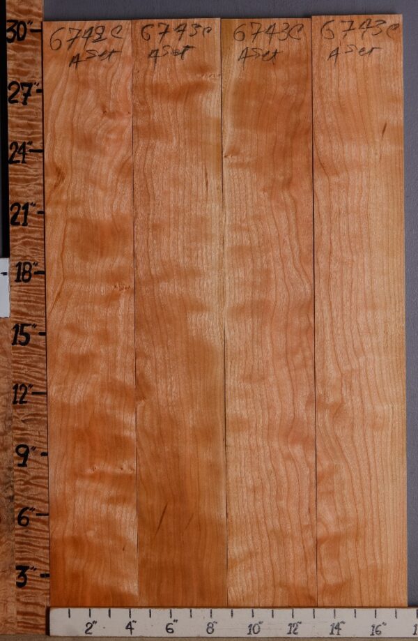 5A Curly Cherry 4 Board Set 17"1/2 X 30" X 4/4 (NWT-6743C)