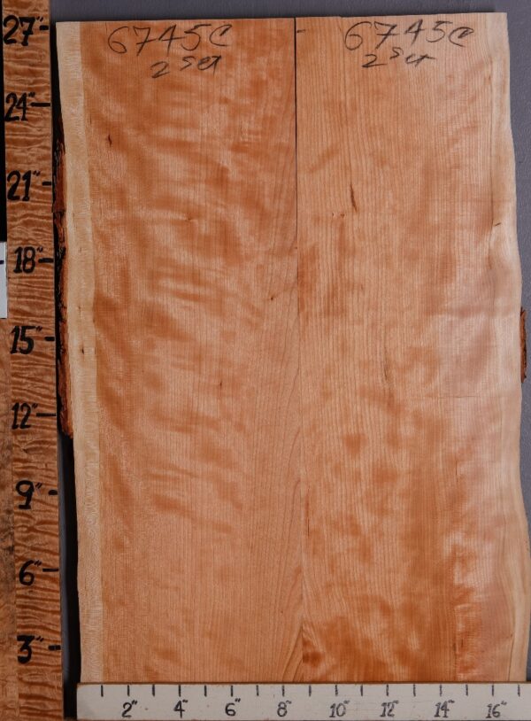 5A Curly Cherry 2 Board Set with Live Edge 17" X 27" X 4/4 (NWT-6745C)