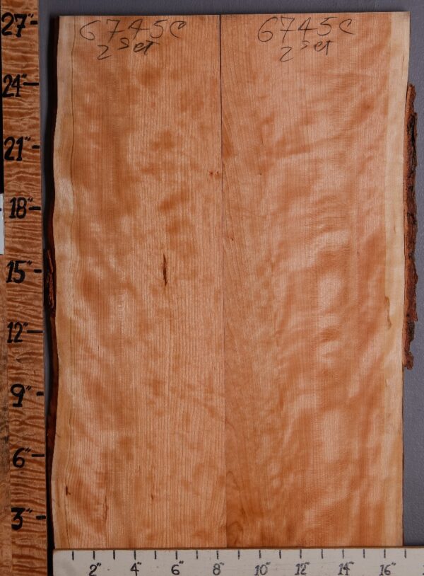 5A Curly Cherry 2 Board Set with Live Edge 17" X 27" X 4/4 (NWT-6745C) - Image 2