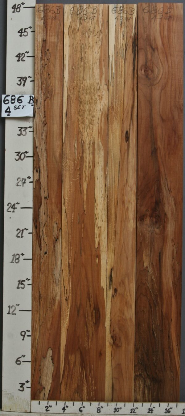 AAAAA SPALTED MAPLE SET OF 4 17"1/4 X 48" X 5/4 (NWT686B)