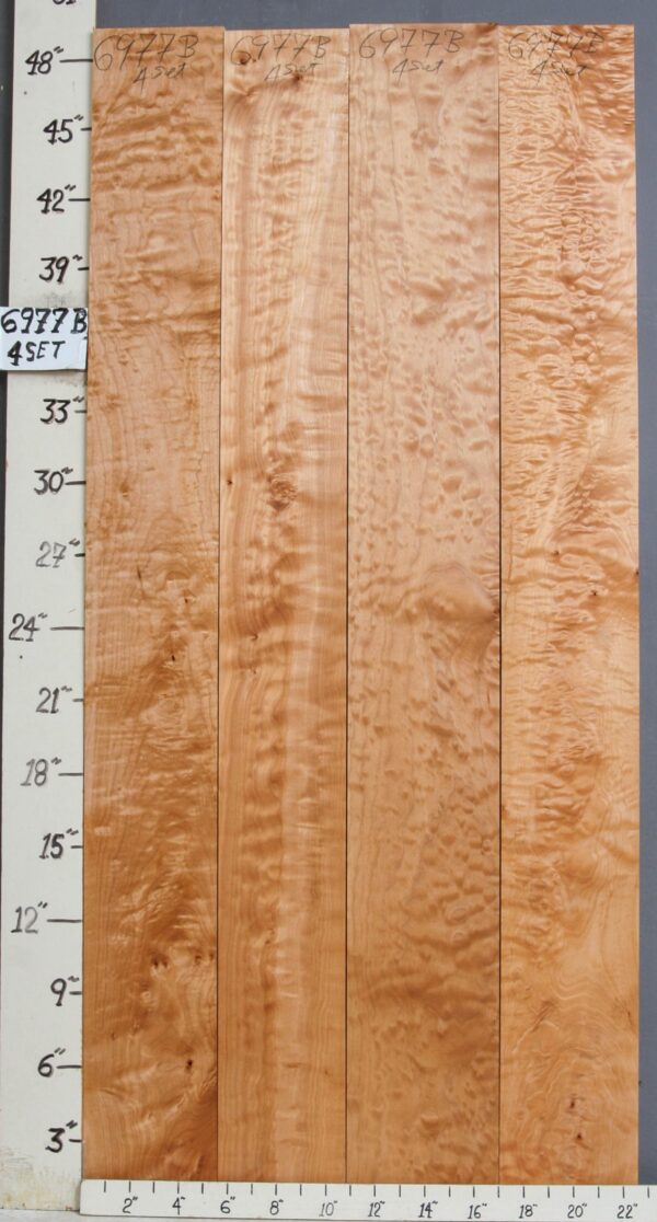 AAAA QUILTED MAPLE 4 BOARD SET 22"5/8 X 48" X 4/4 (NWT-6977B)