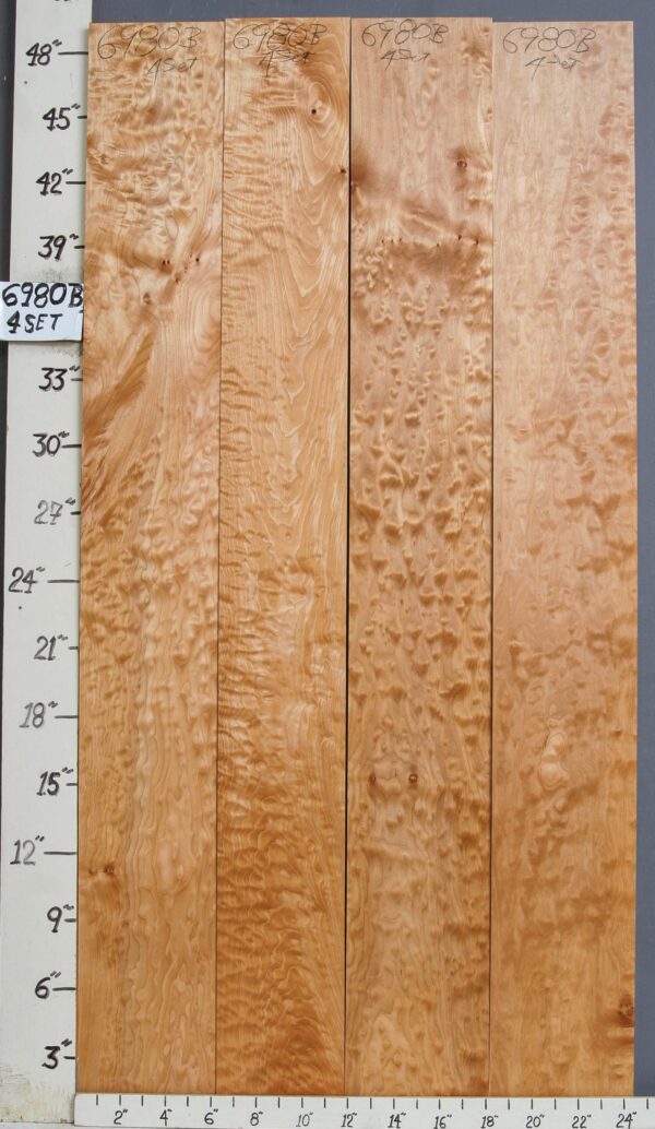 AAAA QUILTED MAPLE 4 BOARD SET 24"1/2 X 48" X 4/4 (NWT-6980B)