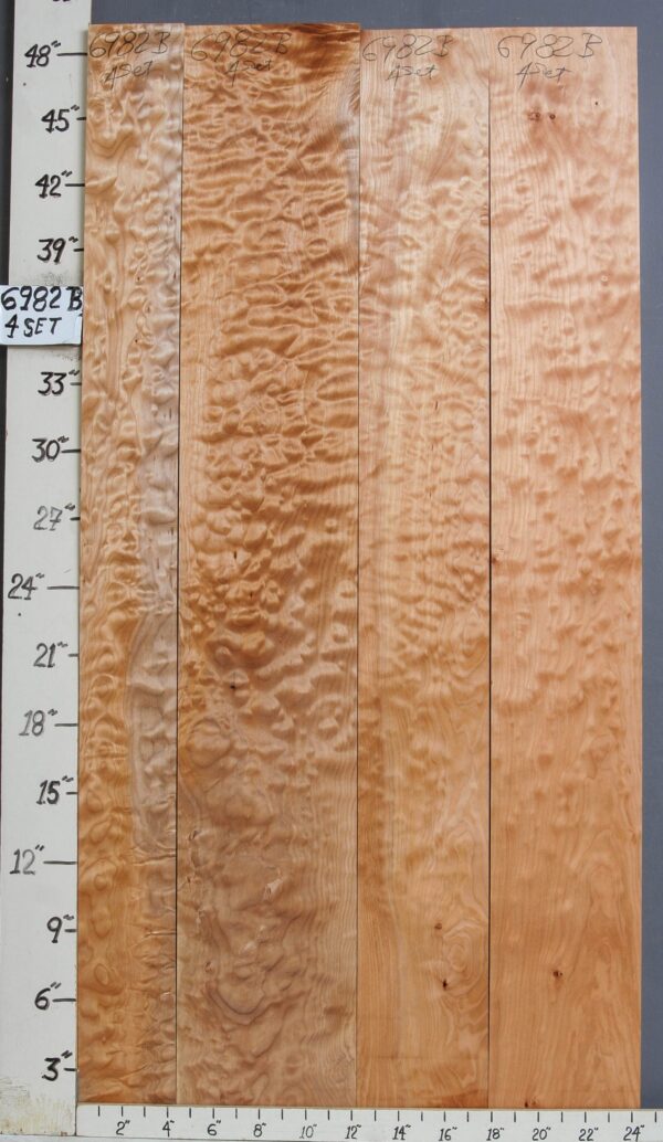 AAAA QUILTED MAPLE 4 BOARD SET 24"3/8 X 48" X 4/4 (NWT-6982B)