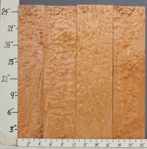 AAAAA QUILTED MAPLE 4 BOARD SET 22"5/8 X 24" X 4/4 (NWT-7063B)