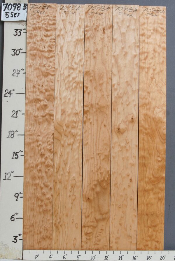 AAAA QUILTED MAPLE 5 BOARD SET 20"3/8 X 36" X 4/4 (NWT-7098B)