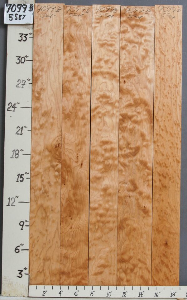 AAAA QUILTED MAPLE 5 BOARD SET 18"7/8 X 36" X 4/4 (NWT-7099B)