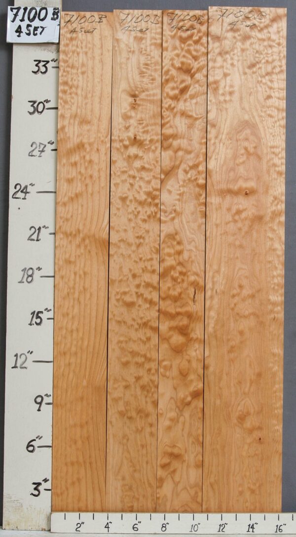 AAAA QUILTED MAPLE 4 BOARD SET 16"1/4 X 36" X 4/4 (NWT-7100B)