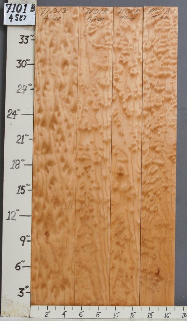 AAAA QUILTED MAPLE 4 BOARD SET 17" X 36" X 4/4 (NWT-7101B)