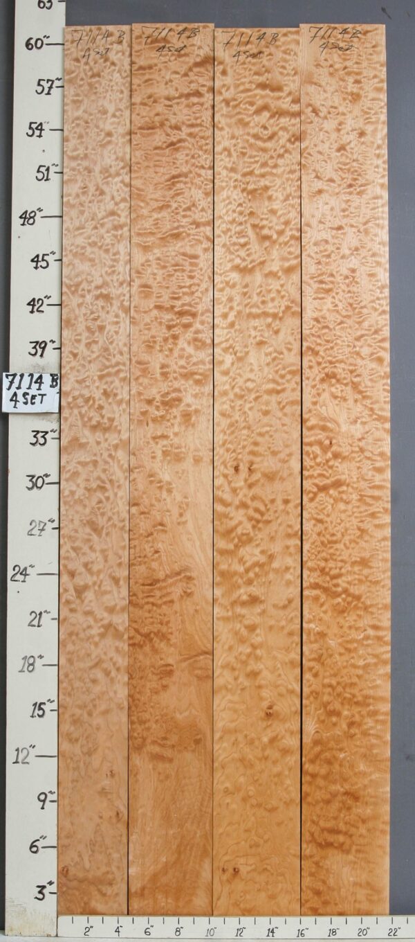 AAAAA QUILTED MAPLE 4 BOARD SET OF LUMBER 21"3/4 X 60" X 4/4 (NWT-7114B)