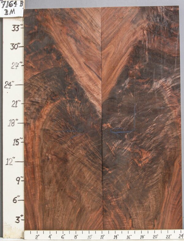 AAAAA MARBLED CROTCH CLARO WALNUT BOOKMATCH 24"1/4 X 35" X 4/4 (NWT-B7164)