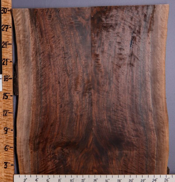 5A Marbled Curly Claro Walnut Bookmatch with Live Edge 25" X 30" X 7/4 (NWT-7370C)