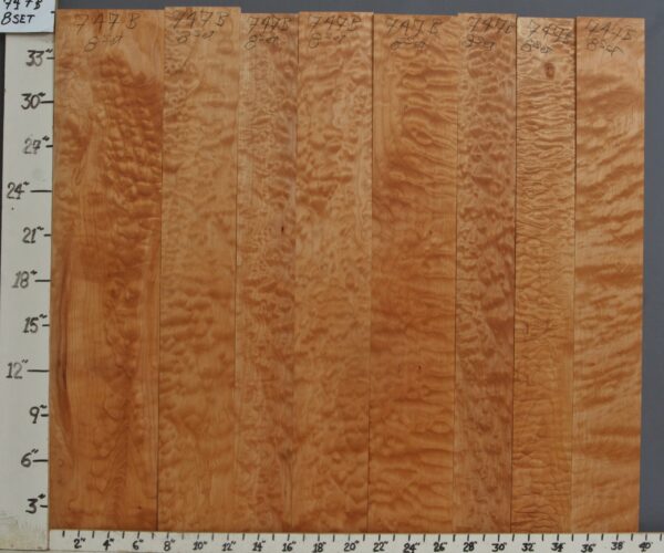 AAAAA QUILTED MAPLE 8 BOARD SET 39" X 36" X 4/4 (NWT748B)