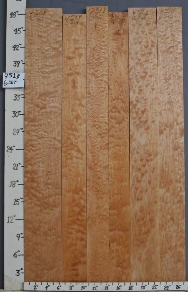 AAAAA QUILTED MAPLE SET OF 6 27" X 48" X 4/4 (NWT751B)