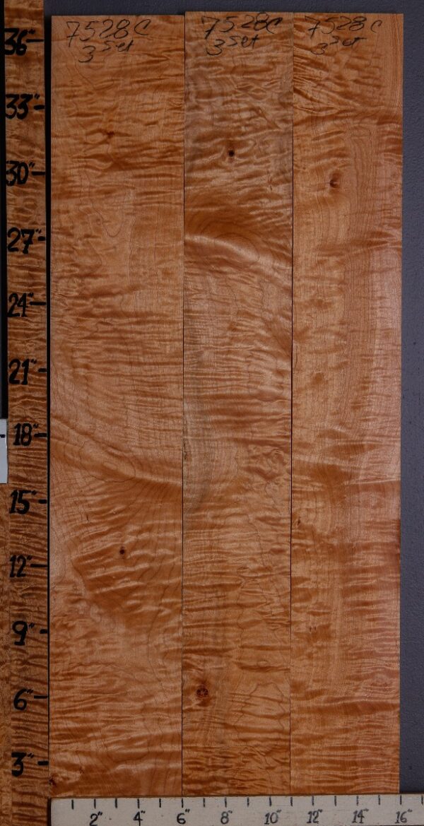 5A Curly Maple 3 Board Set 16" X 37" X 4/4 (NWT-7528C)