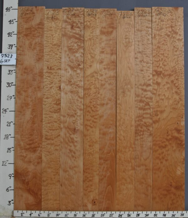 AAAAA QUILTED MAPLE SET OF 8 38"1/4 X 48" X 4/4 (NWT752B)