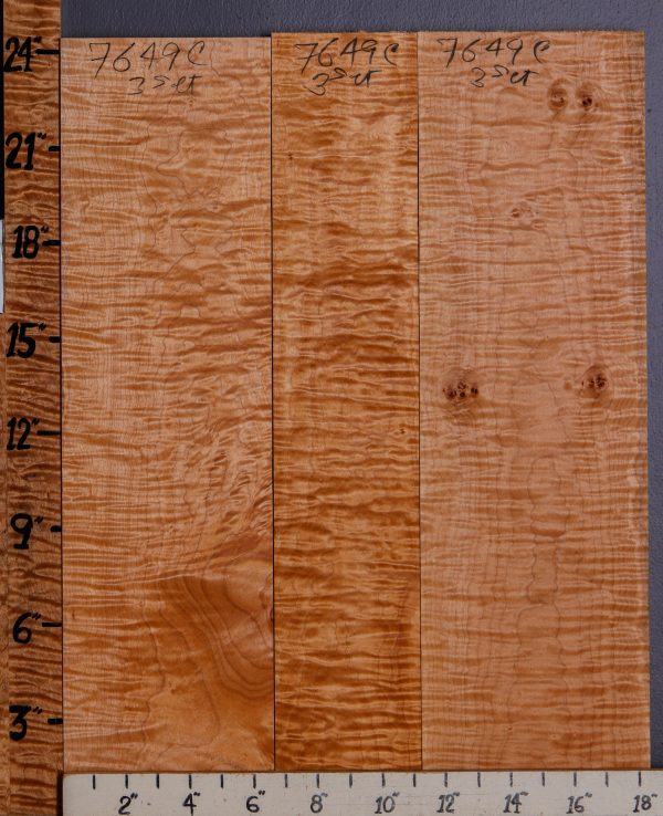 5A Curly Maple 3 Board Set 18"1/4 X 24" X 4/4 (NWT-7649C)