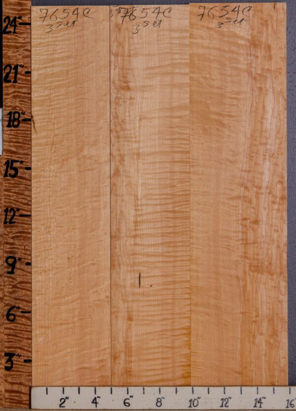 5A Curly Maple 3 Board Set 15"3/4 X 24" X 4/4 (NWT-7654C)