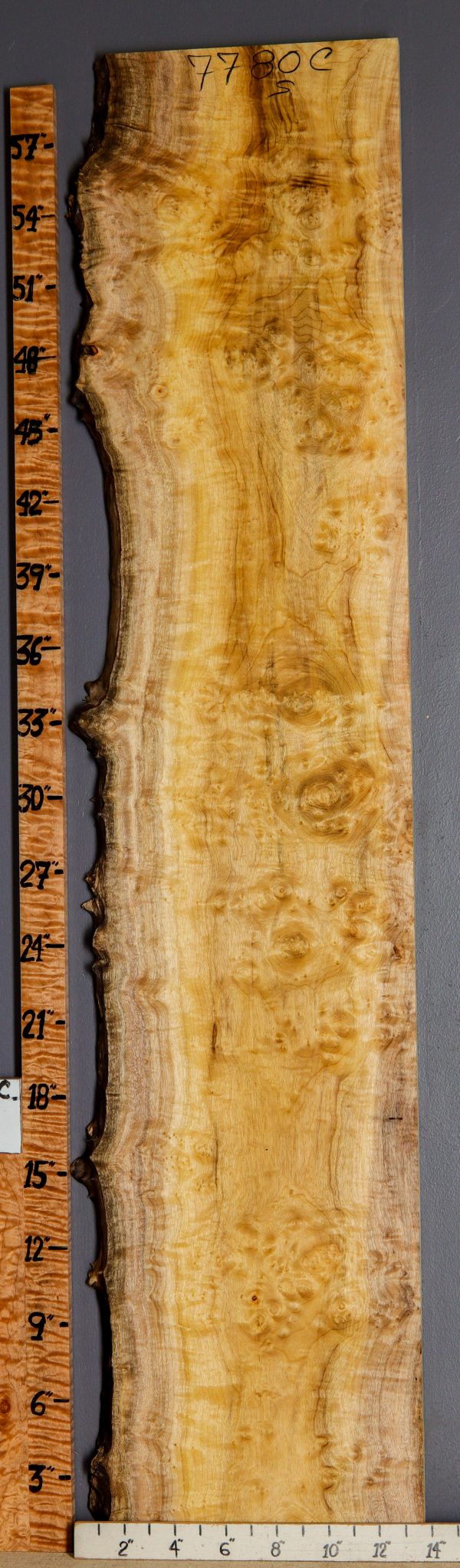 5A Burl Myrtlewood Lumber with Live Edge 12" X 60" X 5/4 (NWT-7780C)
