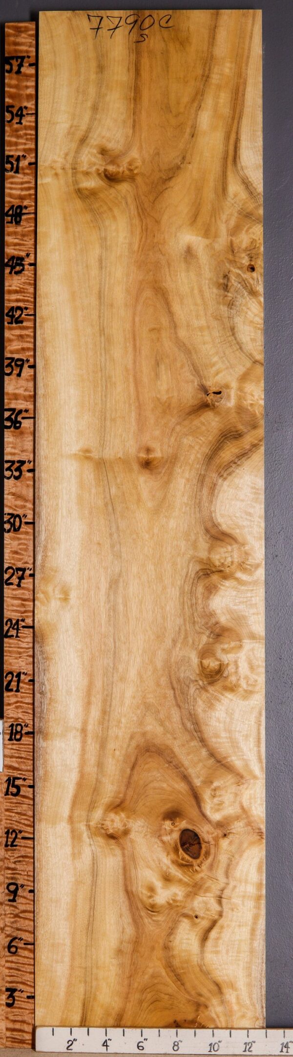 5A Curly Myrtlewood Lumber 13" X 60" X 4/4 (NWT-7790C) - Image 2