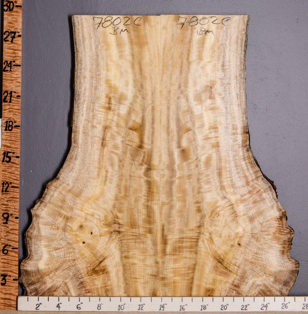 5A Curly Myrtlewood Bookmatch with Live Edge 17" X 29" X 4/4 (NWT-7802C)
