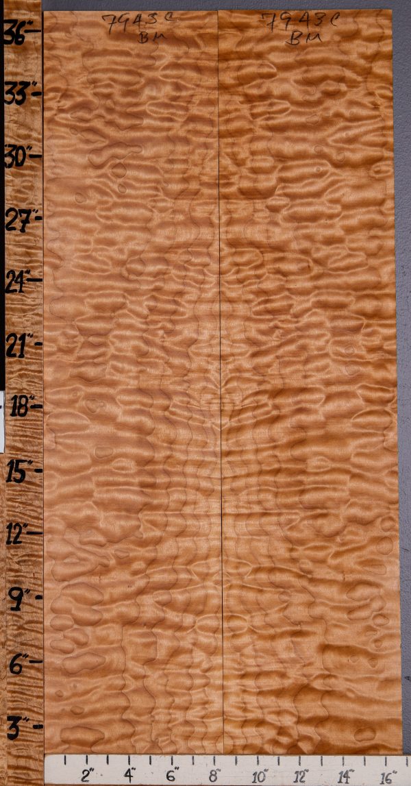 Musical Quilted Maple Bookmatch Microlumber 16"3/4 X 37" X 1/4 (NWT-7943C)