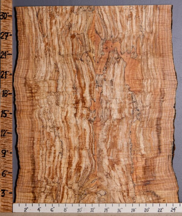 5A Spalted Curly Maple Microlumber Bookmatch with Live Edge 23" X 31" X 1/2 (NWT-7985C) - Image 2