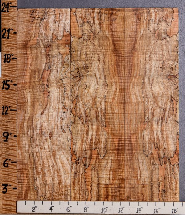 5A Spalted Curly Maple Microlumber 3 Board Set with Live Edge 18"1/2 X 23" X 1/2 (NWT-7991C)