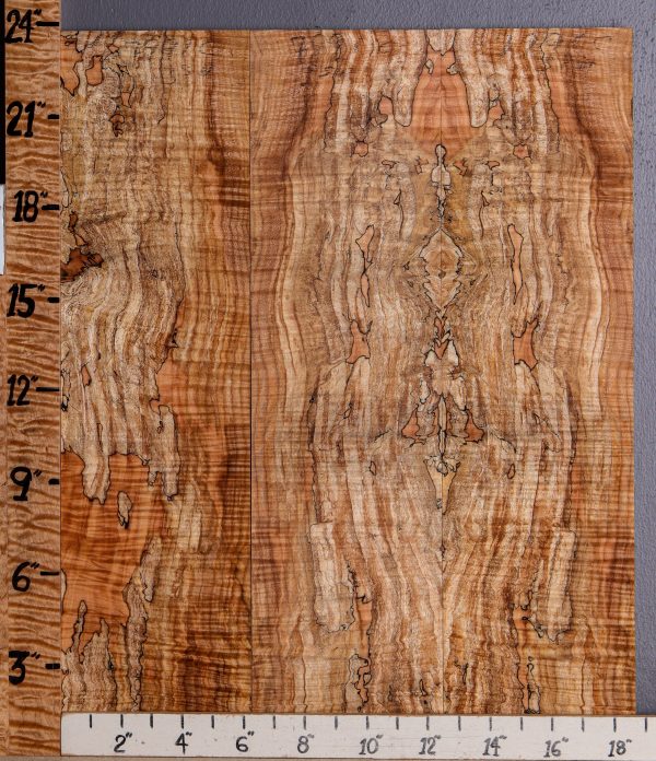 5A Spalted Curly Maple Microlumber 3 Board Set with Live Edge 18"1/2 X 23" X 1/2 (NWT-7991C)