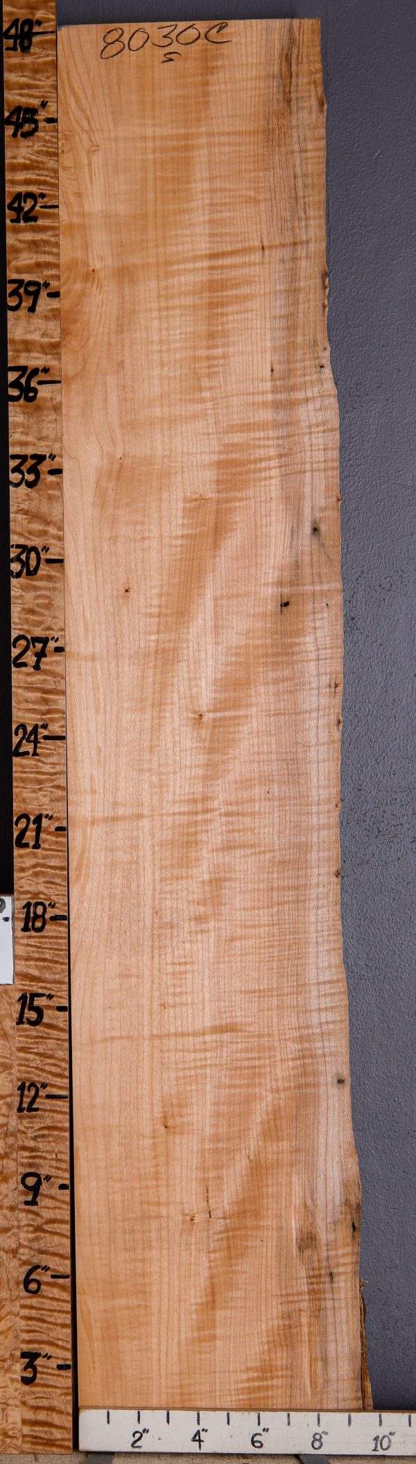 5A Curly Maple Lumber with Live Edge 8" X 48" X 8/4 (NWT-8030C)