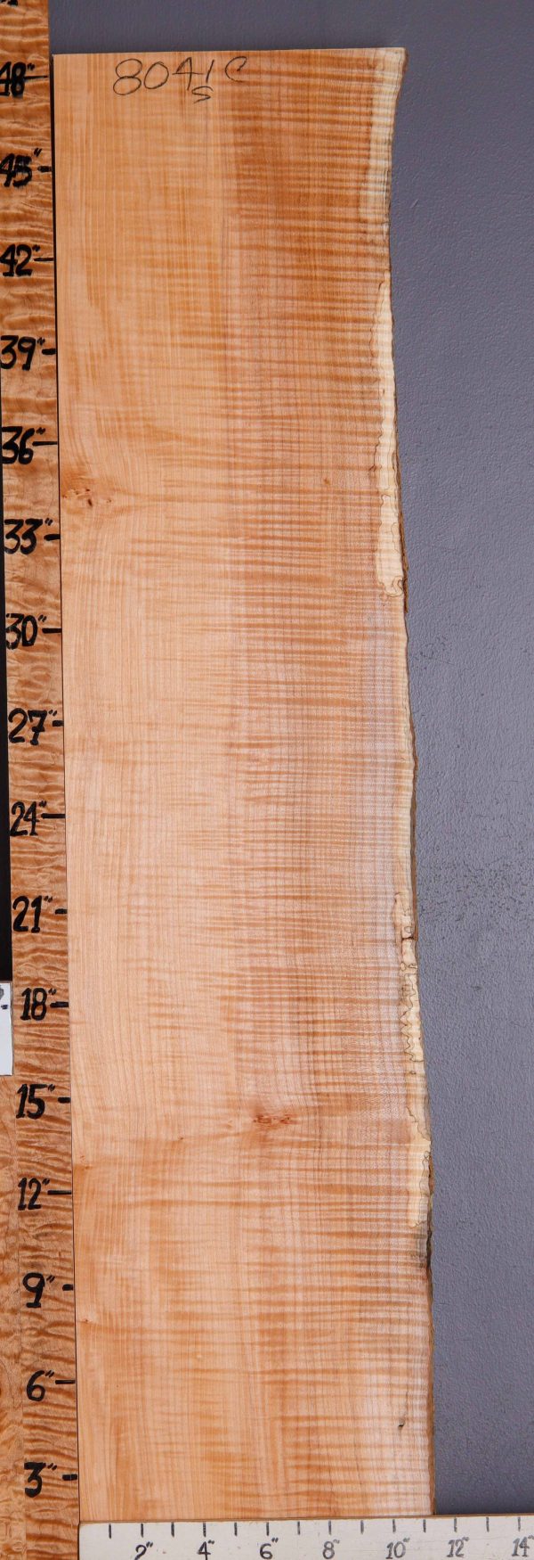 5A Curly Maple Lumber with Live Edge 11" X 48" X 8/4 (NWT-8041C)