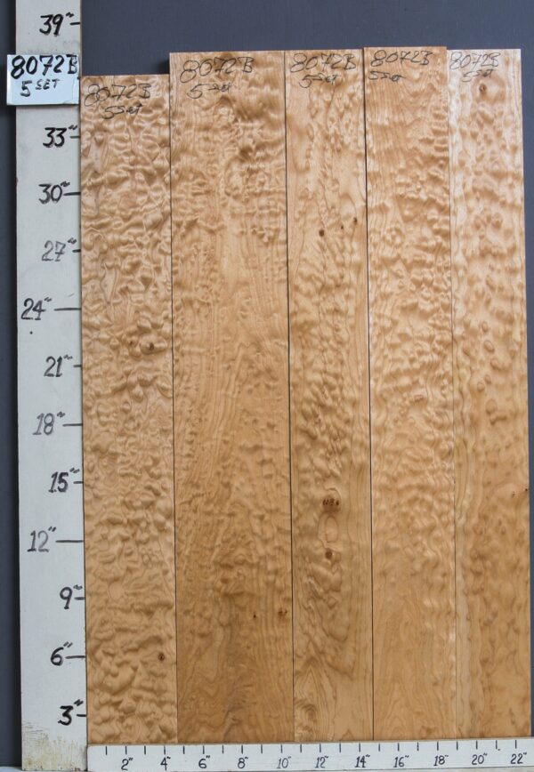 AAAAA QUILTED MAPLE 5 BOARD SET 22"3/4 X 36" X 4/4 (NWT-8072B)