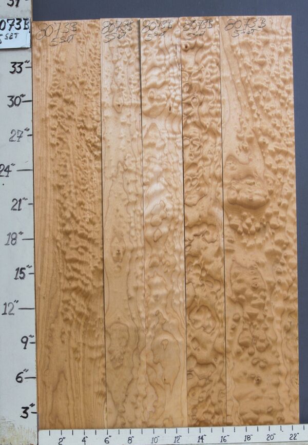 AAAAA QUILTED MAPLE 5 BOARD SET 22"1/2 X 36" X 4/4 (NWT-8073B)