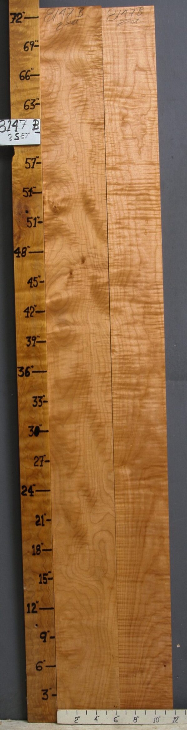 AAAAA CURLY MAPLE 2 BOARD SET 11"3/4 X 72" X 4/4 (NWT-8147B)