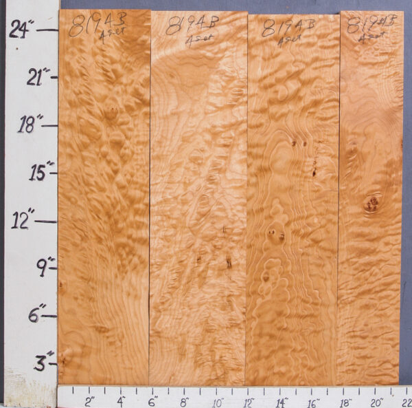 AAAAA QUILTED MAPLE 4 BOARD SET 21"1/2 X 24" X 4/4 (NWT-8194B)