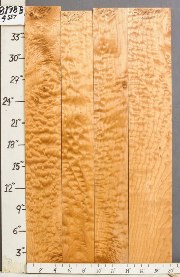 AAAAA QUILTED MAPLE 4 BOARD SET 20"3/8 X 36" X 4/4 (NWT-8198B)