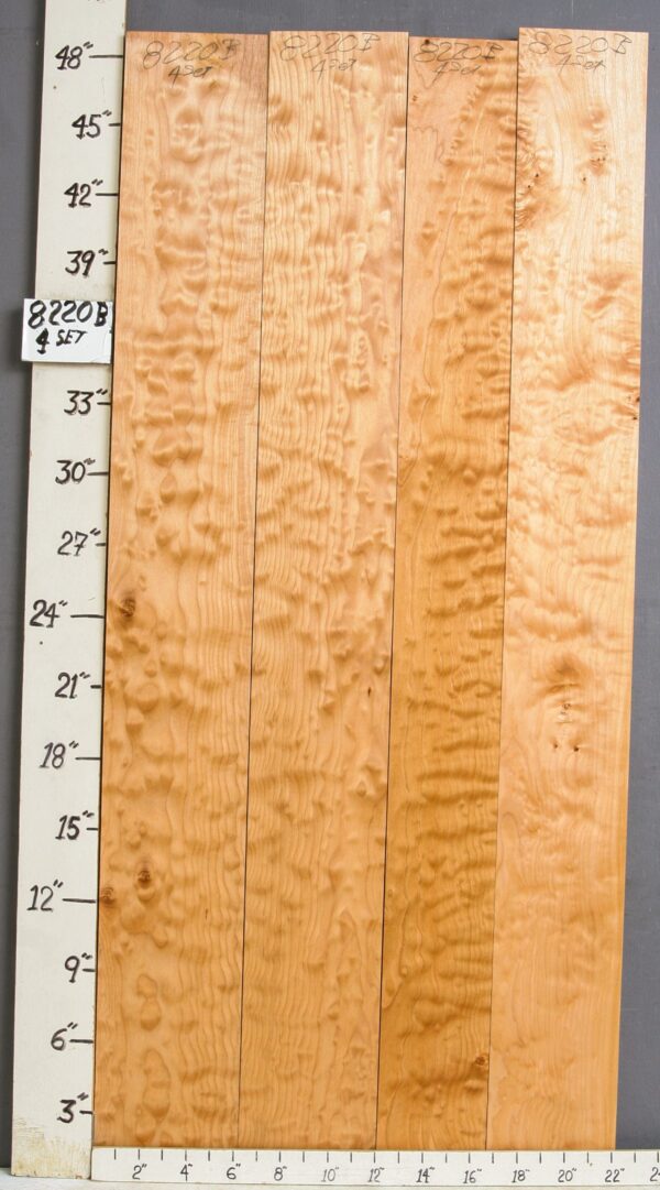 AAAAA QUILTED MAPLE 4 BOARD SET 22"1/8 X 48" X 4/4 (NWT-8220B)