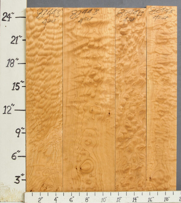 AAAAA QUILTED MAPLE 4 BOARD SET 19"1/4 X 24" X 5/4 (NWT-8244B)