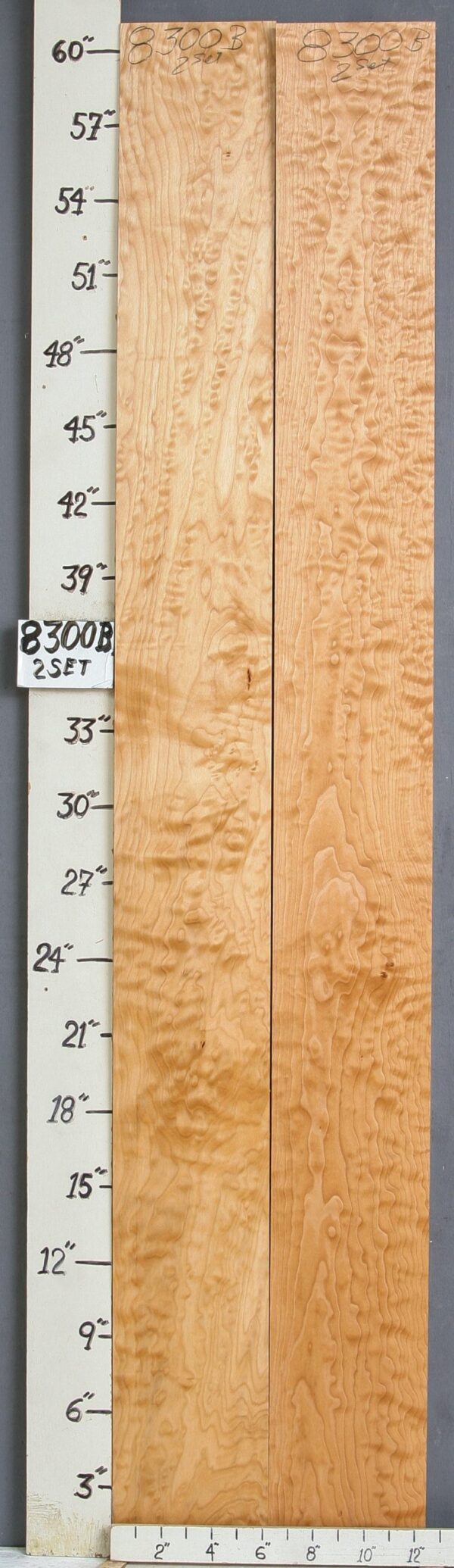 5A Quilted maple 2 board set of lumber 12"3/8 X 60" X 4/4 (NWT-8300B)