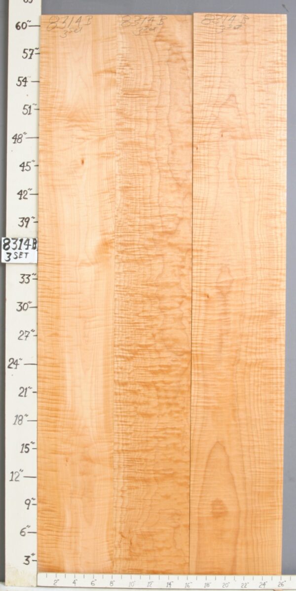 AAAAA CURLY MAPLE 3 BOARD SET 26" X 60" X 4/4 (NWT-8314B)