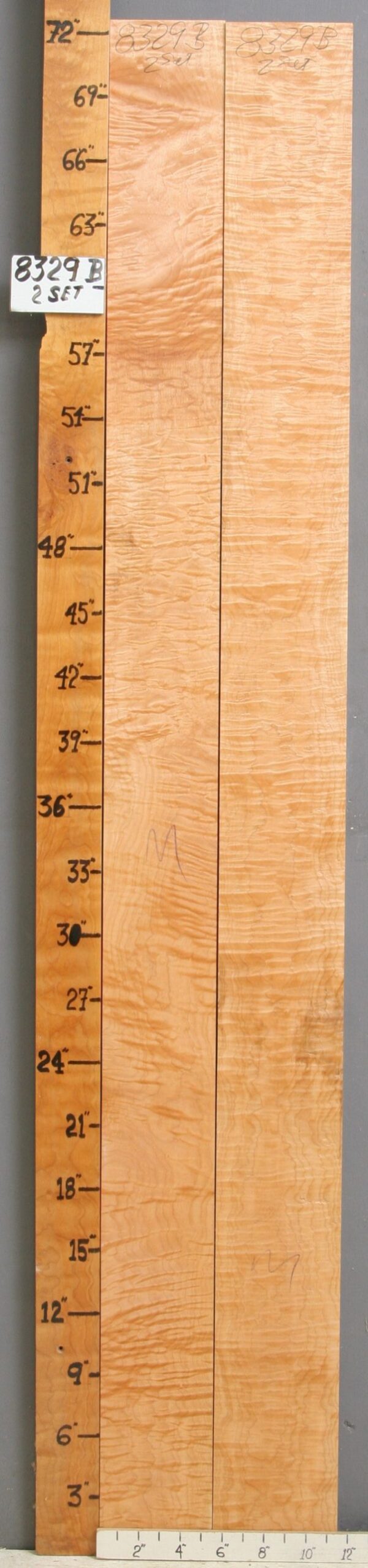 MUSICAL CURLY MAPLE 2 BOARD SET 11"3/8 X 72" X 4/4 (NWT-8329B)