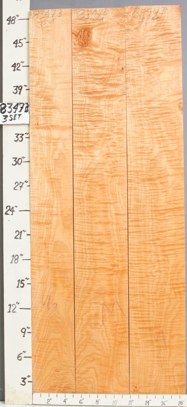 MUSICAL CURLY MAPLE 3 BOARD SET 18"3/4 X 48" X 4/4 (NWT-8347B)