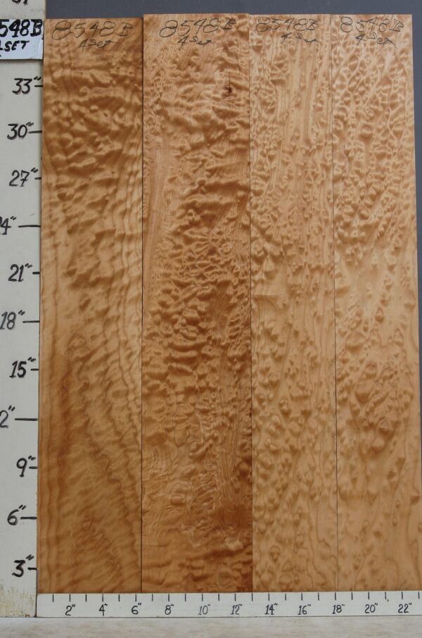 AAAAA QUILTED MAPLE 4 BOARD SET 23"3/8 X 36" X 4/4 (NWT-8548B)