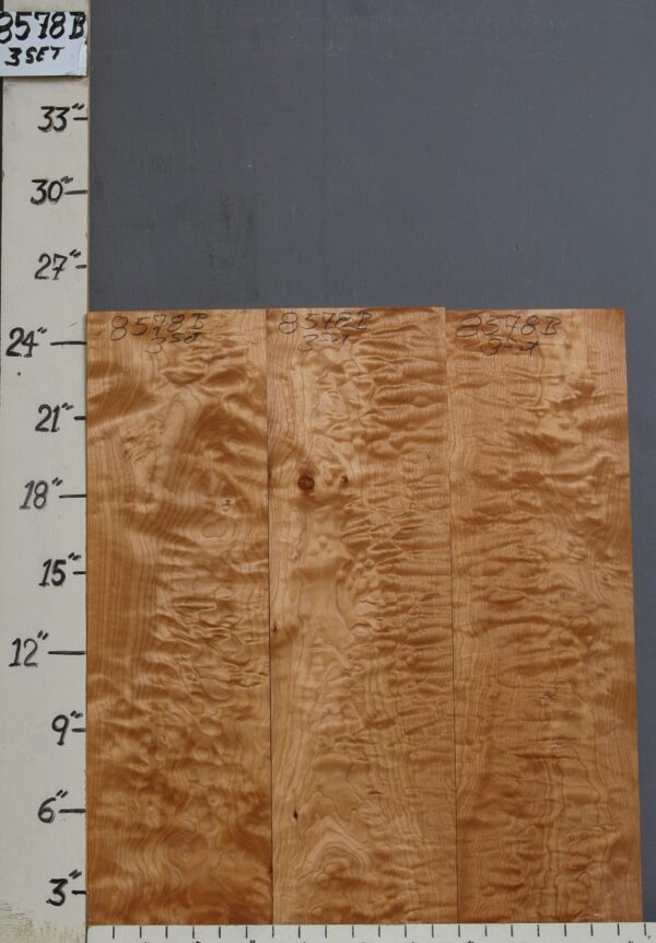 AAAAA QUILTED MAPLE 3 BOARD SET 20"7/8 X 24" X 4/4 (NWT-8578B)