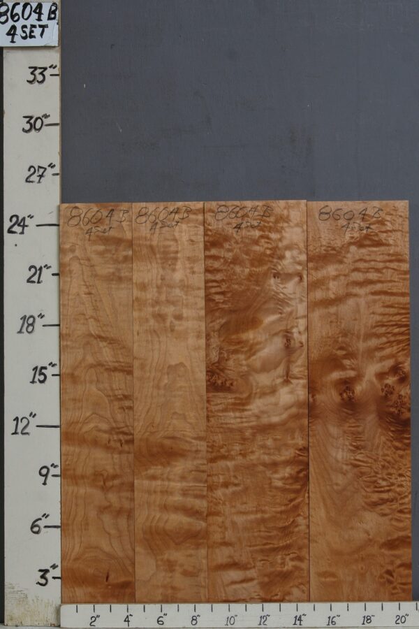 AAAAA QUILTED MAPLE 4 BOARD SET 20"5/8 X 24" X 4/4 (NWT-8604B)