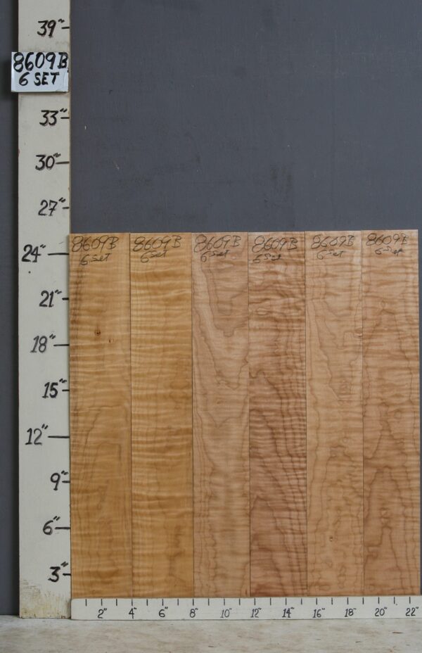 AAAAA CURLY MAPLE 6 BOARD SET 22"5/8 X 24" X 4/4 (NWT-8609B)