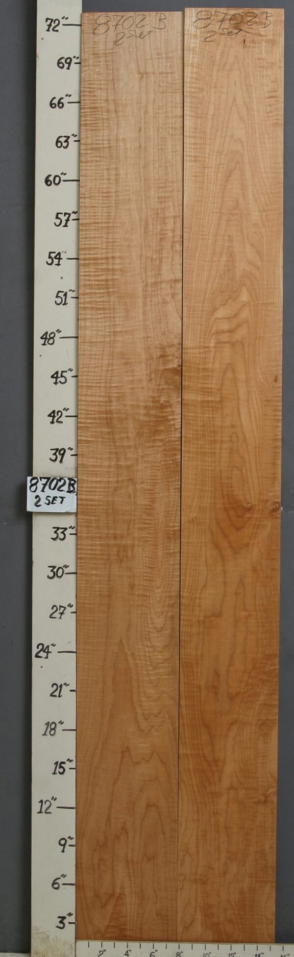 AAAAA CURLY MAPLE 2 BOARD SET 15"3/8 X 72" X 4/4 (NWT-8702B)