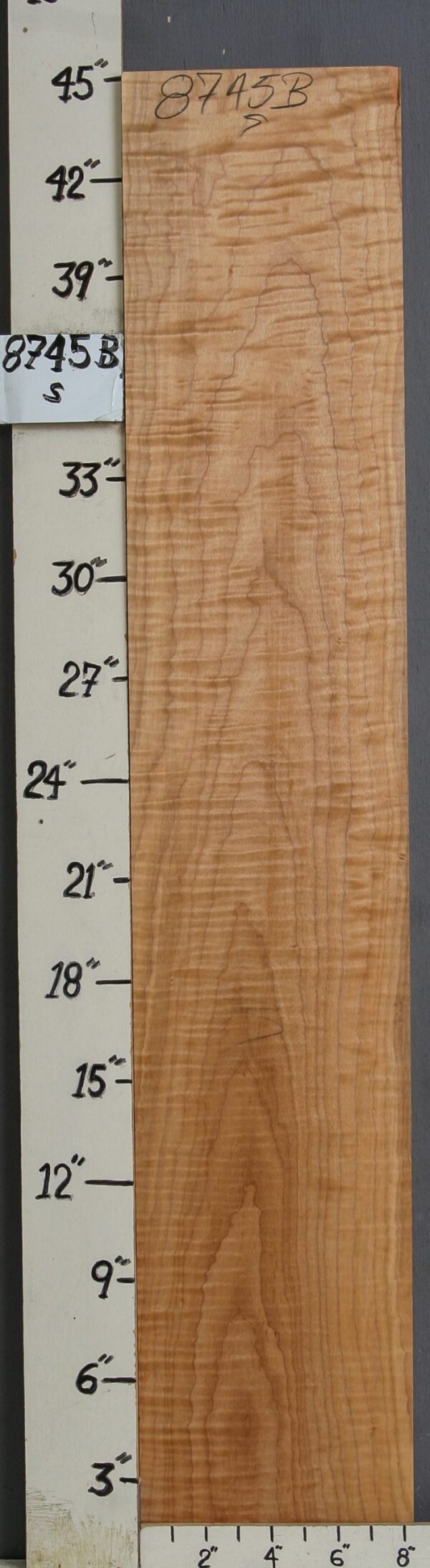 MUSICAL CURLY MAPLE LUMBER 8"1/4 X 45" X 4/4 (NWT-8745B)