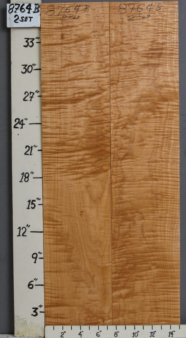 AAAAA CURLY MAPLE 2 BOARD SET 15"1/8 X 36" X 4/4 (NWT-8764B)