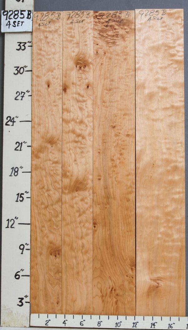 AAAAA QUILTED MAPLE 4 BOARD SET 17"3/4 X 36" X 4/4 (NWT-9285B)