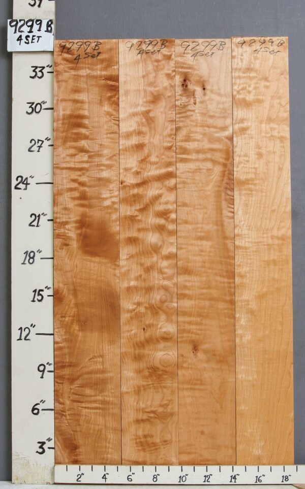 AAAAA QUILTED MAPLE 4 BOARD SET 18"3/4 X 36" X 4/4 (NWT-9299B)